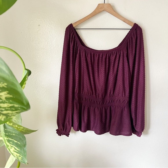 Lane Bryant Tops - Lane Bryant | Swiss Dot Peplum Top